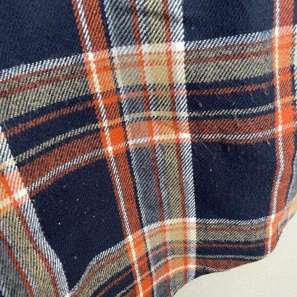 Vintage Plaid Shirt Shacket Men Large Long Sleeve Pockets Acrylic Button-Up Navy - Picture 11 of 14